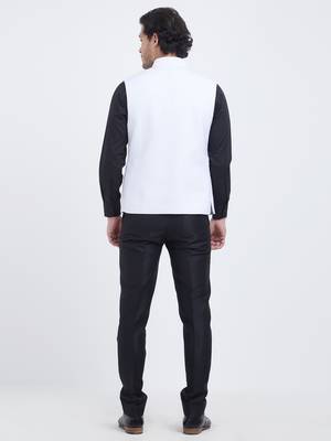 White Plain Viscose Nehru Jacket 4