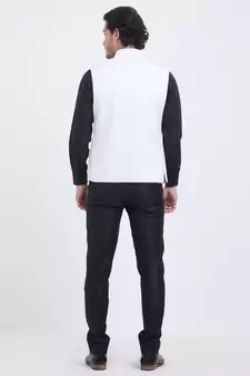 White Plain Viscose Nehru Jacket