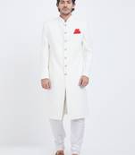 White Plain Viscose Sherwani