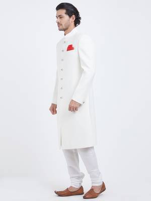 White Plain Viscose Sherwani 2