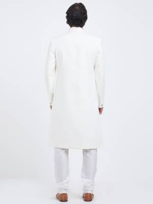 White Plain Viscose Sherwani 4