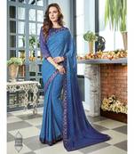 Blue Printed Georgette Saree With Blouse