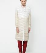 White Embroidered Art Silk Sherwani