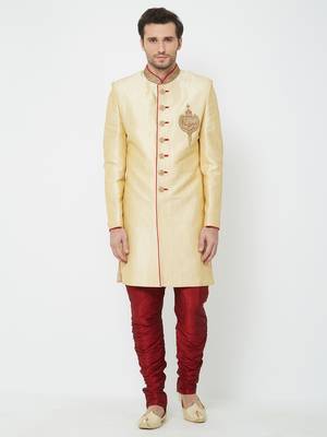 Gold Embroidered Art Silk Sherwani 1