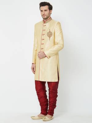 Gold Embroidered Art Silk Sherwani 2