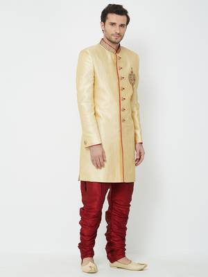 Gold Embroidered Art Silk Sherwani 3