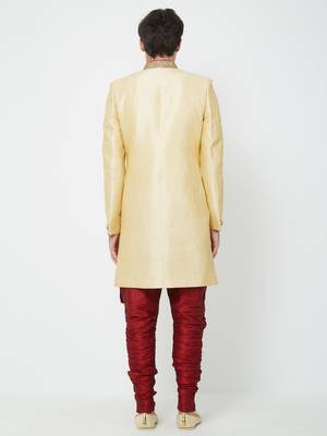 Gold Embroidered Art Silk Sherwani 4