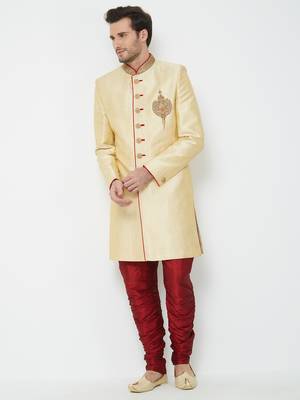 Gold Embroidered Art Silk Sherwani 5