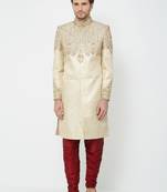 White Embroidered Art Silk Sherwani