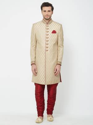 Gold Embroidered Art Silk Sherwani 1