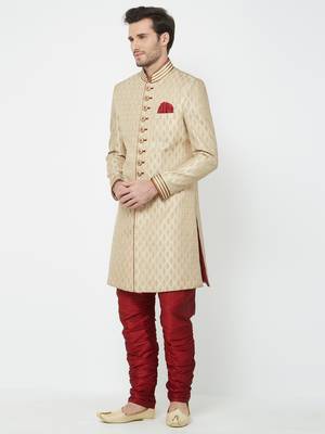 Gold Embroidered Art Silk Sherwani 2