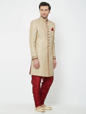 Gold Embroidered Art Silk Sherwani 3