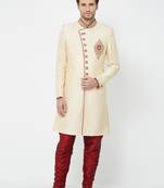 White Embroidered Art Silk Sherwani