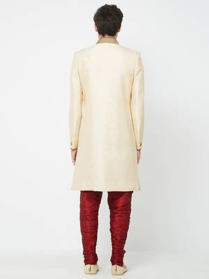 White Embroidered Art Silk Sherwani 4