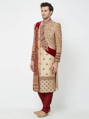 Gold Embroidered Art Silk Sherwani 2