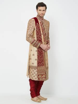 Gold Embroidered Art Silk Sherwani 3