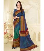 Blue Printed georgette saree with blouse