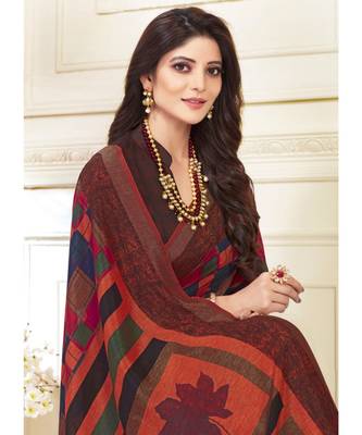 multicolor Printed georgette saree with blouse 2