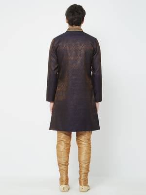 Dark Purple Embroidered Art Silk Sherwani 4