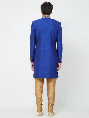 Royal Blue Embroidered Art Silk Sherwani 4