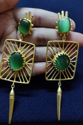 Green stone Earrings 1