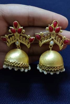 Red stone jhumkas 1