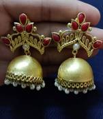 Red stone jhumkas