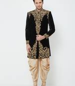 Black Embroidered Velvet Sherwani