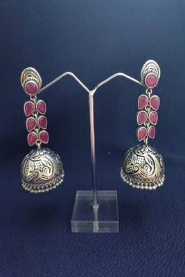 Silver stone jhumkas 1