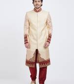 White Embroidered Art Silk Sherwani