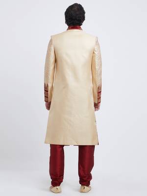 White Embroidered Art Silk Sherwani 4