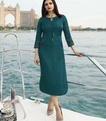 Dark Sea Green Embroidered Silk Silk Kurtis