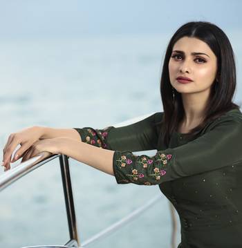 Dark Olive Embroidered Silk Silk Kurtis 2