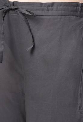 Women's Cotton Orange & Grey Embroidered A-Line Kurta Sharara Set With Jacket 4
