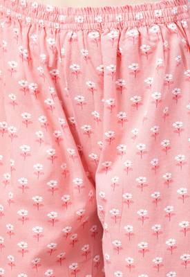 Women's Cotton Pink Printed Anarkali Kurta Palazzo Set 4
