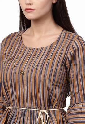 Women's Cotton Mustard Yellow Printed Top Palazzo Dupatta Set 3