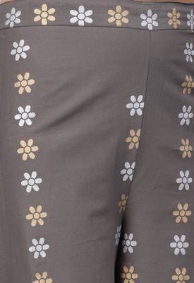 Women's Cotton Grey & White Printed Ready To Wear Palazzo Saree 3