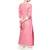 Pink & White Handloom Cotton Lace Border Kurta Palazzo Set