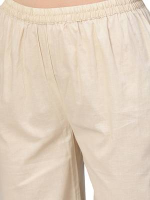 Pink & Off White Cotton Solid Kurta Palazzo Set 5