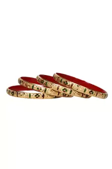 Guarantee Gold Dyed Bracelets With Multi Color Floral Design