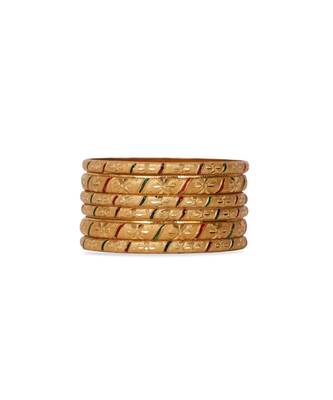 Set Of 6 Gold Dyed Bracelets With Red And Green Intricate Meenakari Work 1