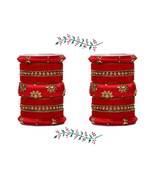 Traditional Velvet Bangle Set With Thread Kada For Two Hands