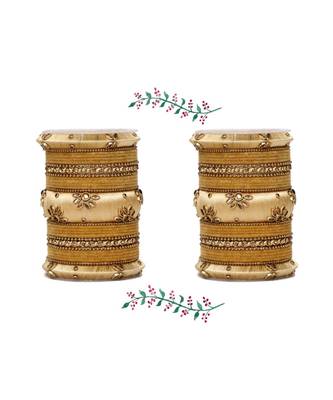 Traditional Velvet Bangle Set With Thread Kada For Two Hands 1