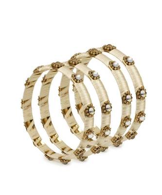 Set Of 4 Silk Thread Bracelets With Kundan Style Stone 1