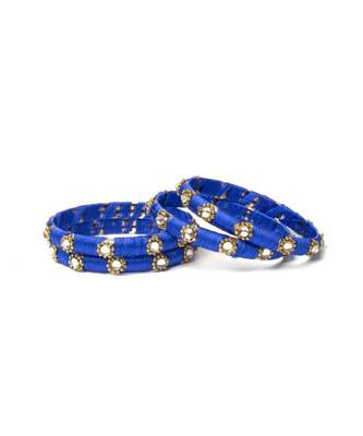 Set Of 4 Silk Thread Bracelets With Kundan Style Stone 2