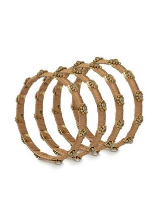 Set Of 4 Silk Thread Bracelets With Kundan Style Stone 1