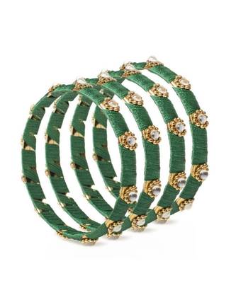 Set Of 4 Silk Thread Bracelets With Kundan Style Stone 1