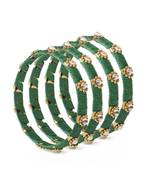 Set Of 4 Silk Thread Bracelets With Kundan Style Stone