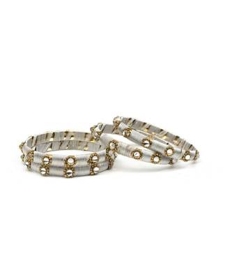Set Of 4 Silk Thread Bracelets With Kundan Style Stone 2