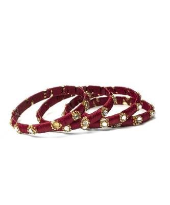 Set Of 4 Silk Thread Bracelets With Kundan Style Stone 2